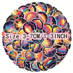50pcs Colorful Star Universe Stickers for Laptop Water Cup DIY Helmet