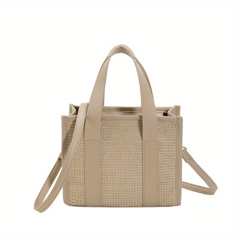 Straw Woven Tote Crossbody Bag for Travel Beach