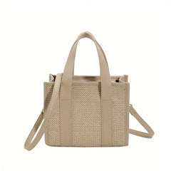 Straw Woven Tote Crossbody Bag for Travel Beach