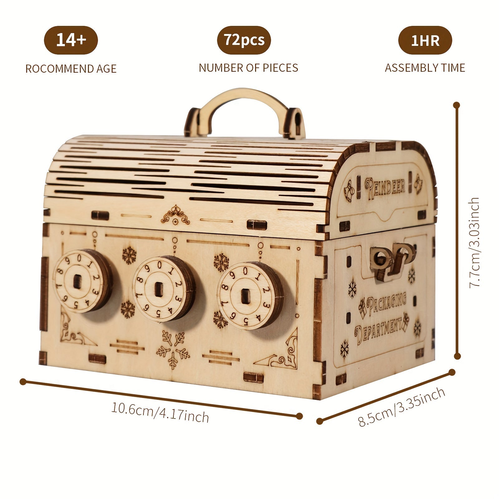 3D Wooden Puzzle DIY Treasure Box Model Building Kits