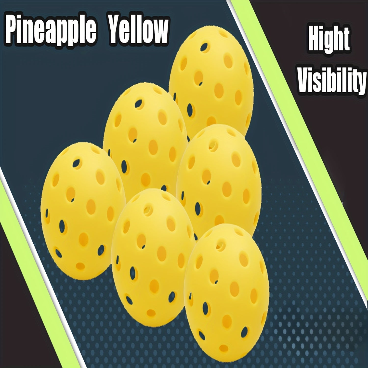 6 Pack 40 Hole Yellow Pickleball Balls Outdoor High Elasticity Durable