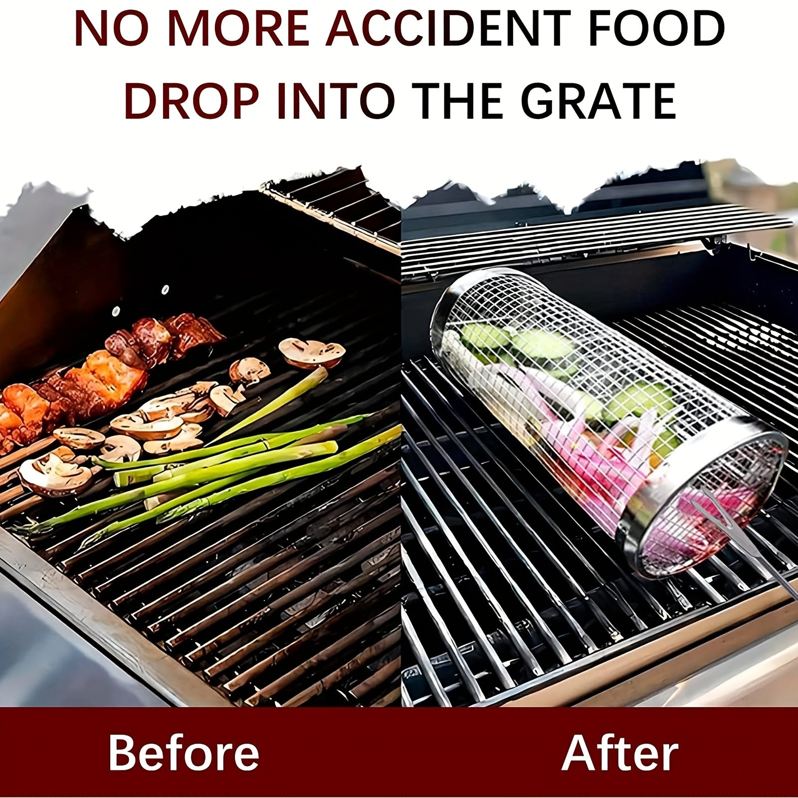 Stainless Steel BBQ Grill Basket with Removable Cover