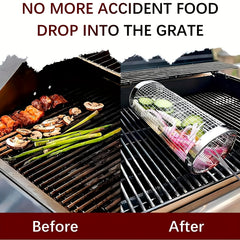Stainless Steel BBQ Grill Basket with Removable Cover