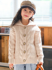 Girls' Thick Button Up Sweater Cardigan Knitwear for Fall Winter Christmas
