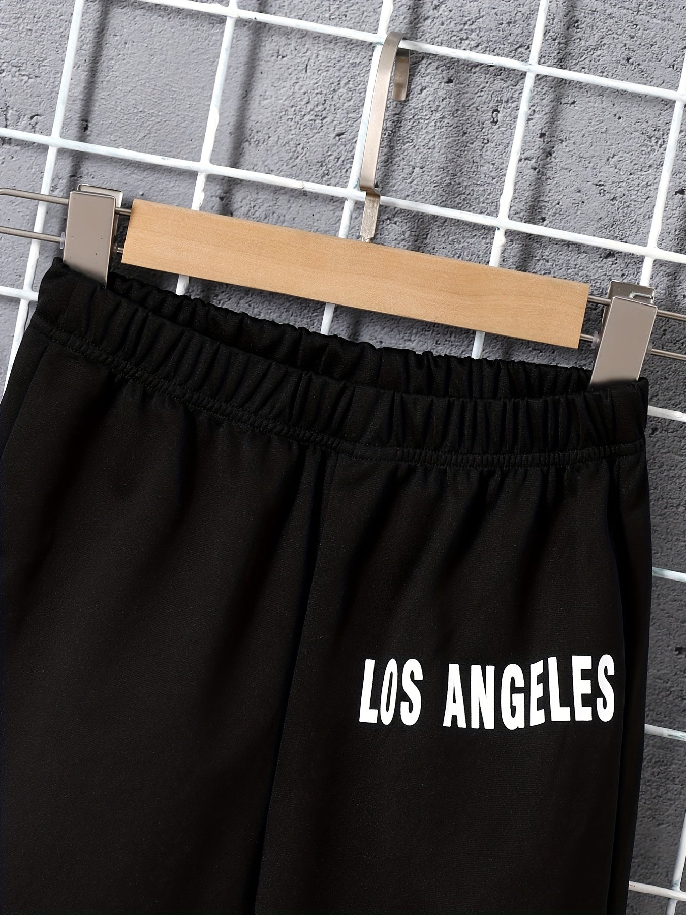 LOS ANGELES Letter Print Boys Shorts Quick Drying for Summer Outdoor