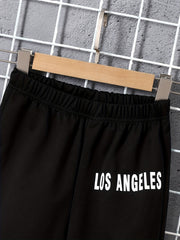 LOS ANGELES Letter Print Boys Shorts Quick Drying for Summer Outdoor
