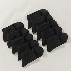 10 Pairs Solid Print Socks Comfy & Breathable All match Socks