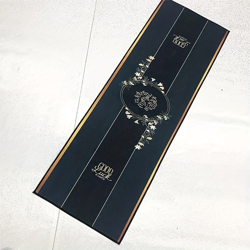 Dark Green Vintage Area Rug Magnolia Pattern Carpet Non Slip Washable