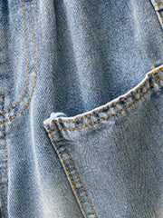 Boys Denim Jeans HAWAII Print Cropped Pants With Pockets