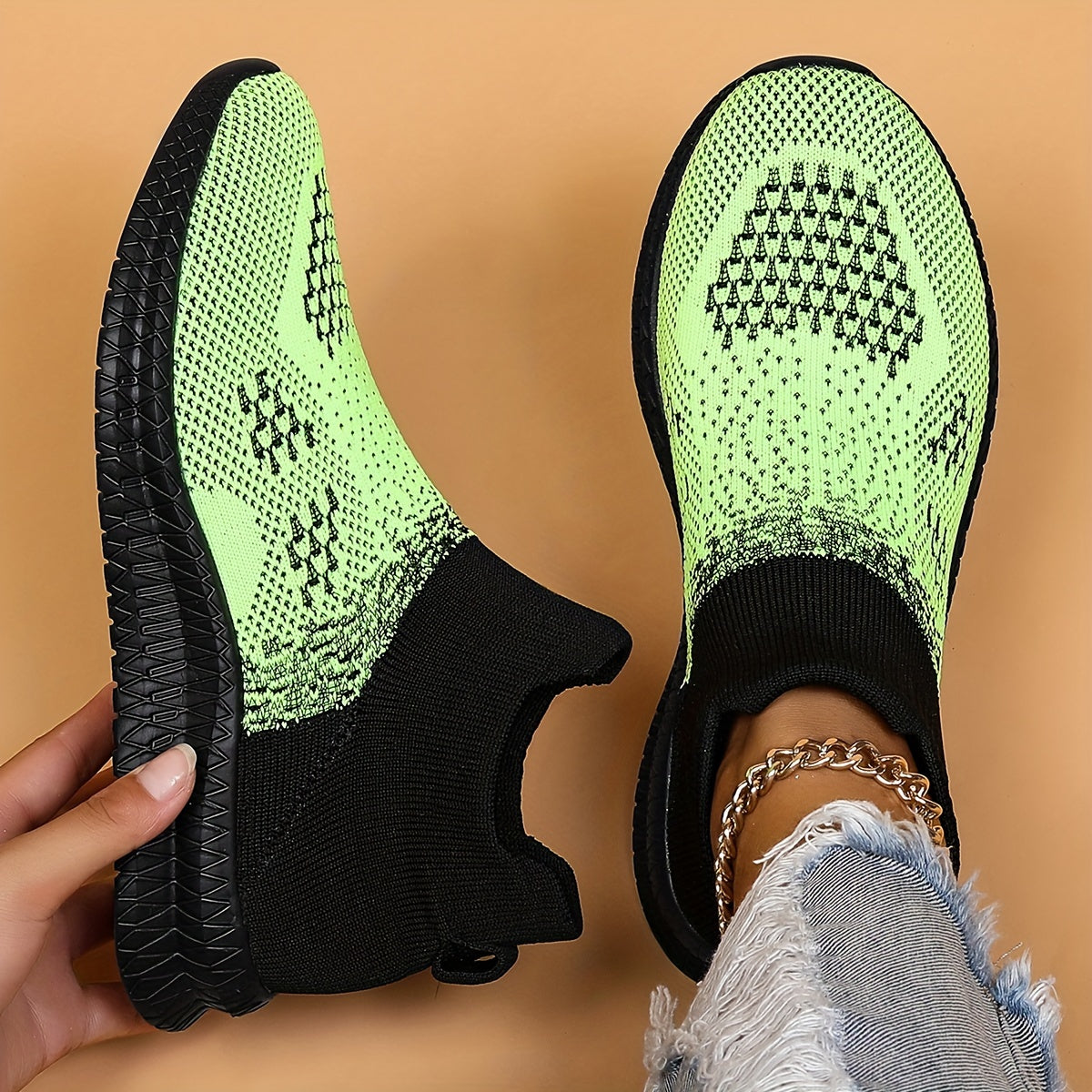 Women's Soft Knitted Running Shoes Lightweight Outdoor Sneakers
