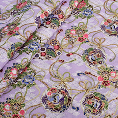 6pcs Gilded Crane Peacock Printed Fabric For DIY Crafting