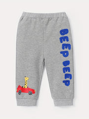 Baby Boys Letter Embroidered Sweatpants Animals Graphic Pants