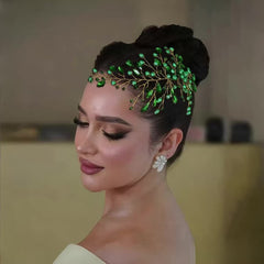 Green Bead Retro Bridal Hairband Vintage Wedding Hair Accessory