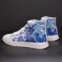 Men's Chinese Mythology High Top Canvas Sneakers with Good Grip