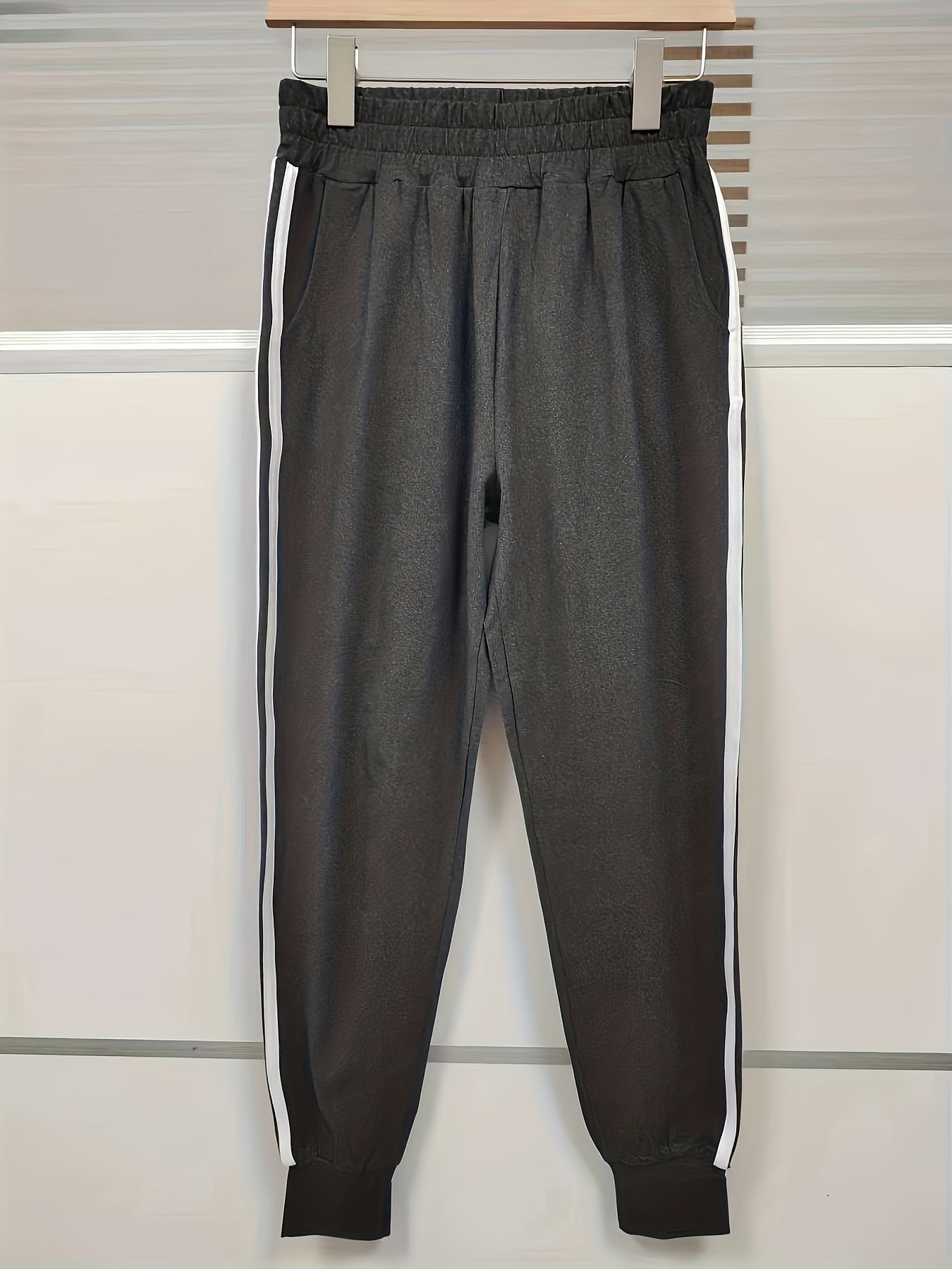 Colorblock Stripe Print High Stretch Trousers
