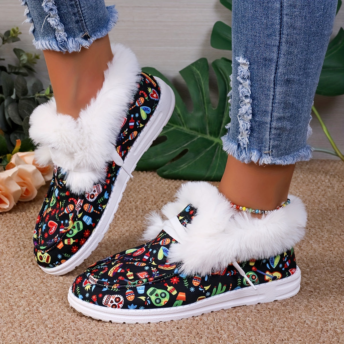 Colorful Skeleton Print Non Slip Sneakers Low Top Sport Shoes