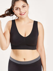 Sports Bra Women's Plus Comfort Solid Wide Straps Seamless Fitness Bra