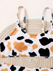 2PCS Leopard Print Swimsuit Sets for Girls