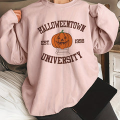 Halloween Print Sweatshirt Long Sleeve Crew Neck Sweatshirt