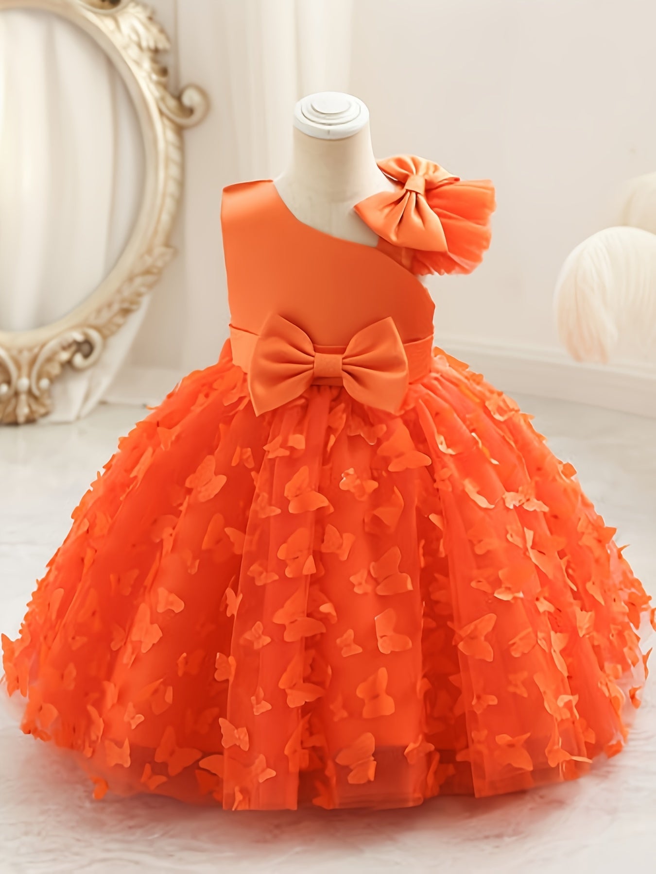 Baby Girls Butterfly Bowknot Sleeveless Princess Dress for Party