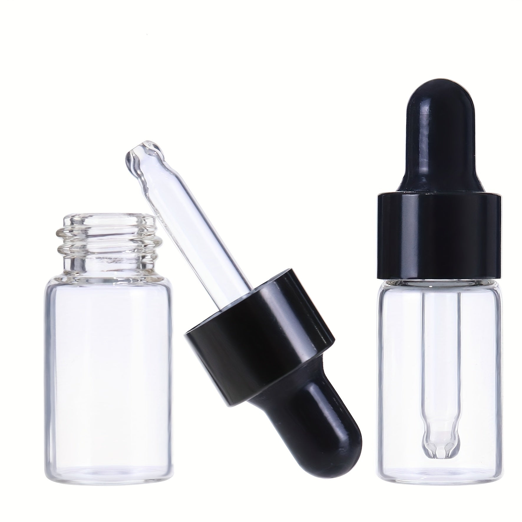 6pcs Glass Mini Dropper Bottles Essential Sample Vial Caps Tiny Perfume Jars