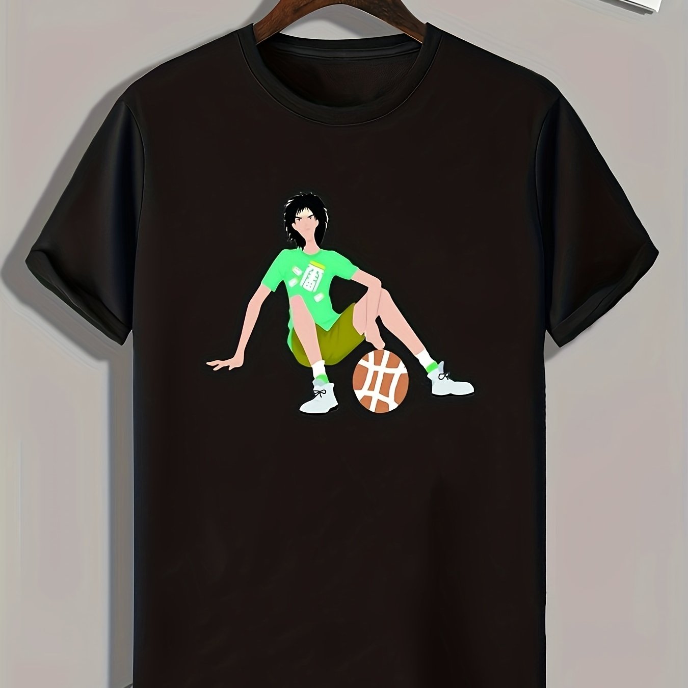 Basketball Pattern Print Men's Comfy Sports T-shirt - Fitness Activities Gift