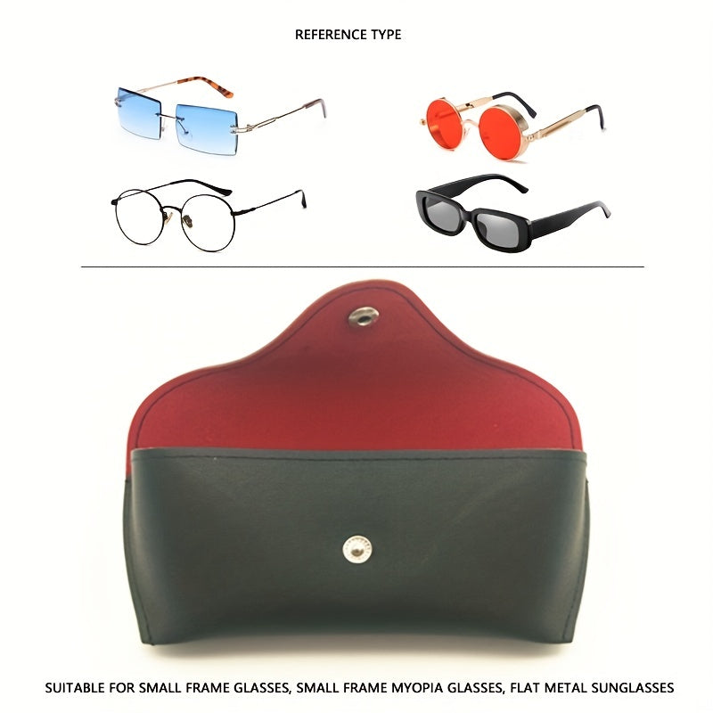Snap Button Glasses Case Retro PU Leather Sunglasses Reading Glasses Storage Bag