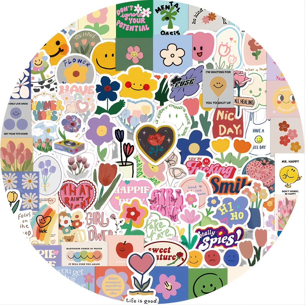 90pcs Flower Doodle Stickers for Phones Laptops Water Bottles & More