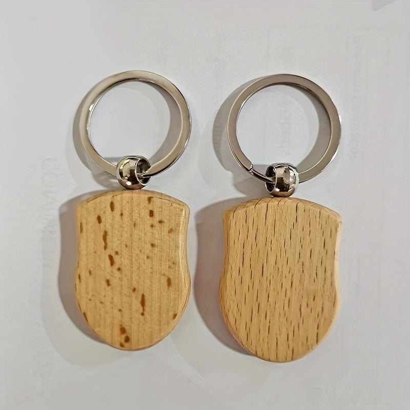 Beech Wood Keychain Wooden Tag DIY Square Pendant