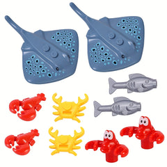 Underwater Animals Building Blocks Fish Rays Dolphins Turtles Octopus Lobster