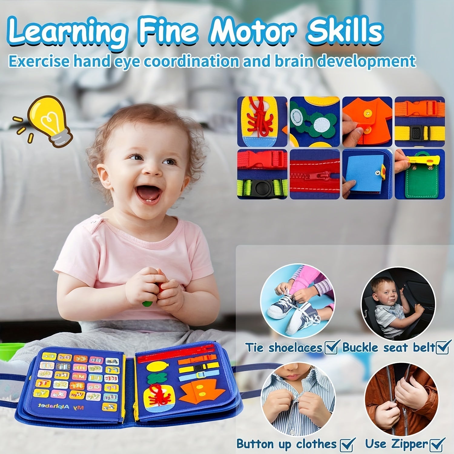 Busy Board for Toddlers 12 in 1 Sensory Toy
