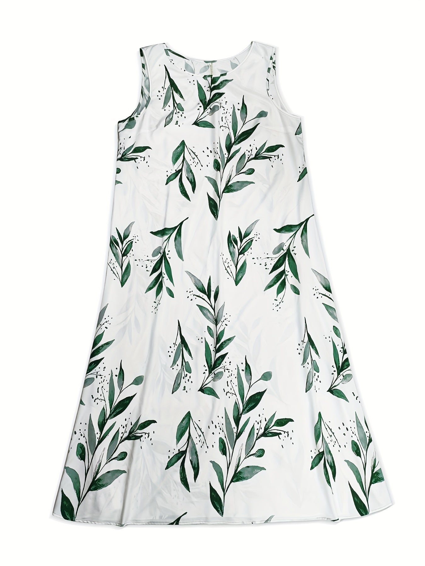 2 Piece Set Women's Solid Cardigan & Leaf Print Tank Dress