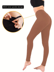High Waist Women's Fitness Leggings with Inner Pockets