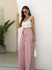 Floral Print Wide Leg Pants Casual Style