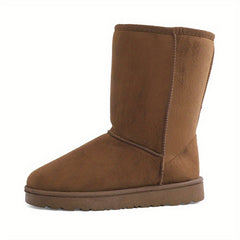 Women's Platform Snow Boots Round Toe Mid Calf Plush Winter Warm Shoes