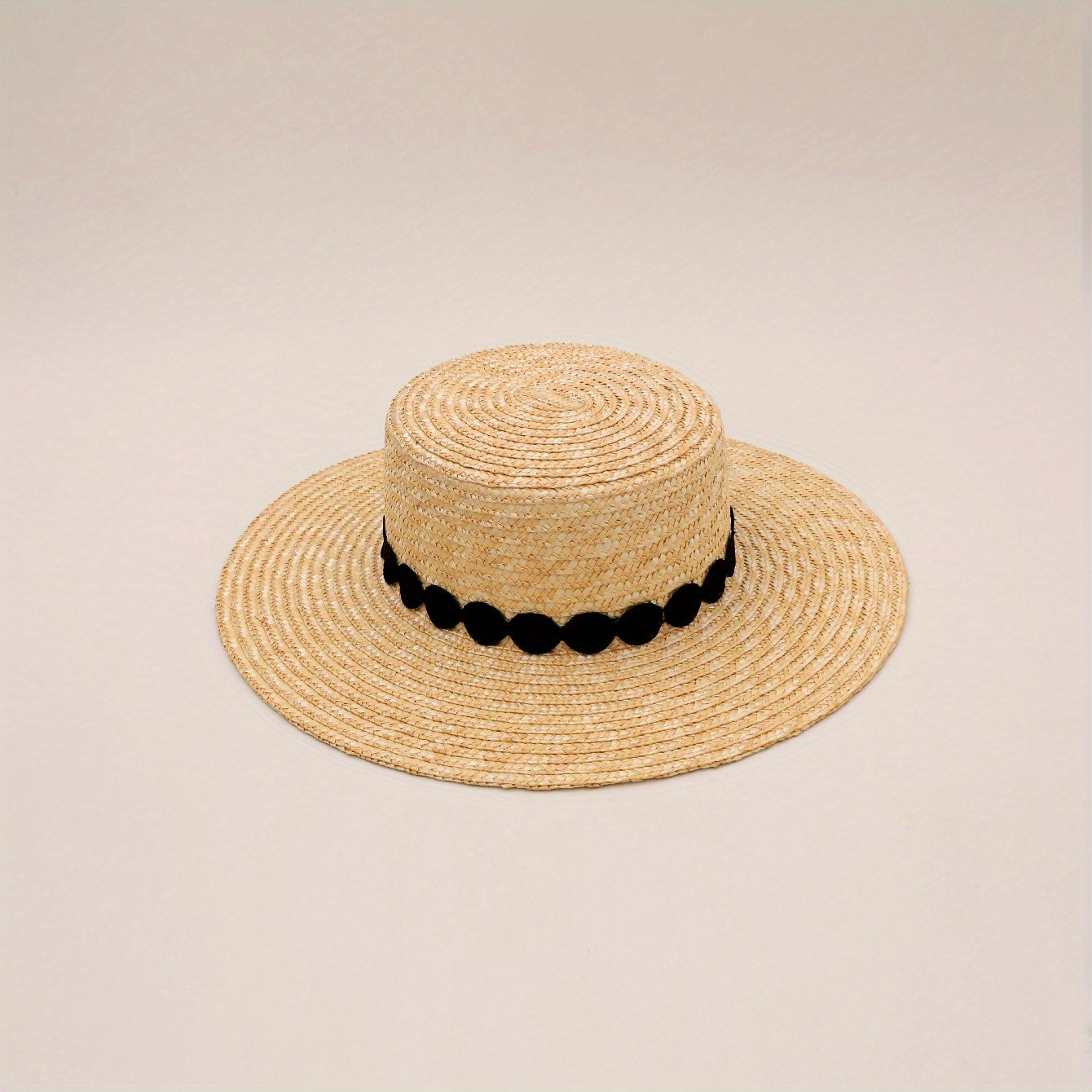 Flat Top Straw Sun Hat Wide Brim UV Protection Beach Hat Sunscreen