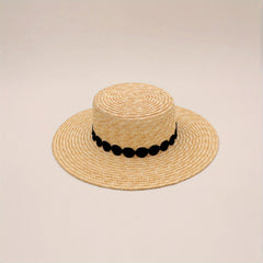 Flat Top Straw Sun Hat Wide Brim UV Protection Beach Hat Sunscreen