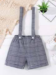 Baby Boys Plaid Suspender Shorts for Summer