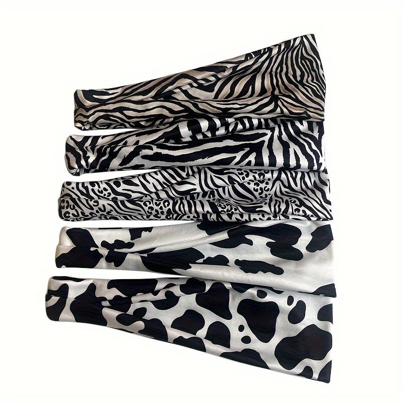 3pcs Animal Print Sports Sweatband Non Slip Headband for Running Yoga Fitness