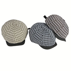 Khaki Retro Sunshade Plaid Painter Hat Men Women