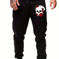 Skull Holding Flowers In His Mouth Men s Sports Pants