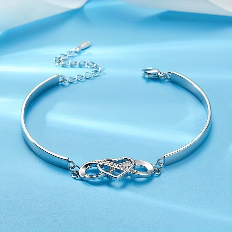 Granddaughter Infinity Symbol Bangle Bracelet with Cubic Zirconia