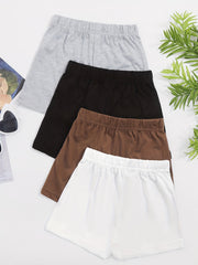 Girls Elastic Waist Track Shorts 4pcs Set