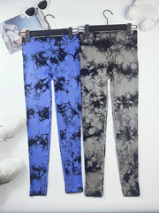 2pcs High Waist Tie Dye Yoga Pants High Stretch Leggings Women's Activewear
