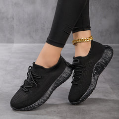 Mesh Breathable Running Shoes Elastic Lace Up Outdoor Sneakers