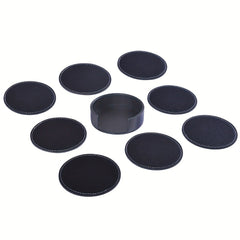8pcs PU Leather Coasters Holder Waterproof Heat Resistant Drink Coaster