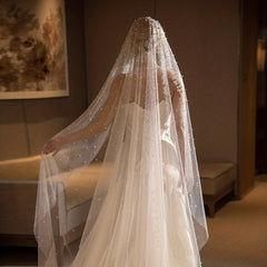 Wedding Baroque Faux Pearl Veil Accessory Long Veils With Comb 1 Tier Bride Veil
