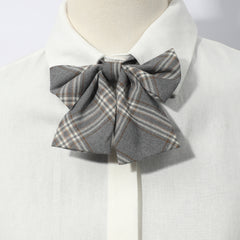 Plaid British Bow Tie Lady Tie Uniform Wear Bowtie Women Cravat Female
