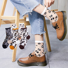 Leopard Mesh Socks Breathable Mid Tube Stockings