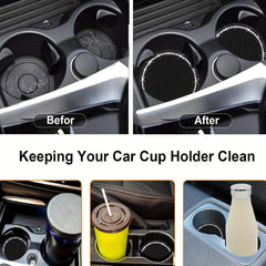 2pcs Rhinestone Water Cup Coaster for Car Interior Non Slip Multifunctional Pad